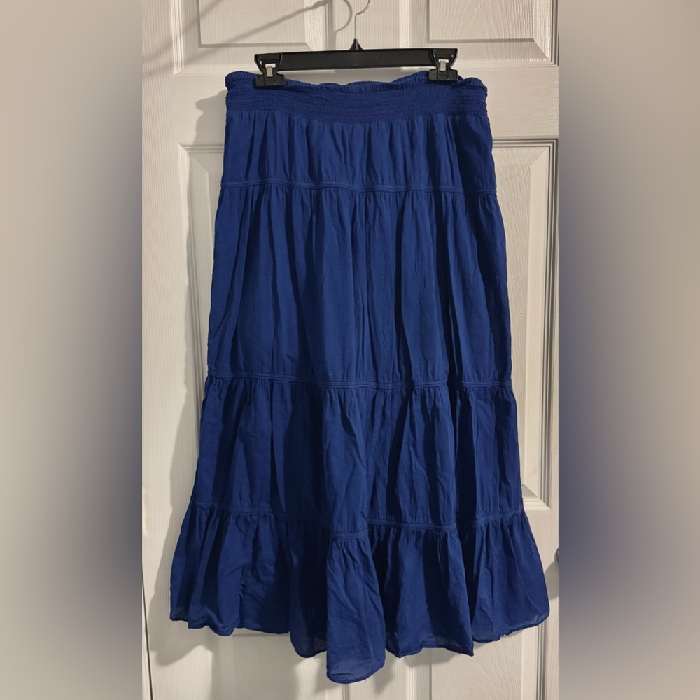 East 5th Blue Tiered Cotton Maxi Skirt sz Large
